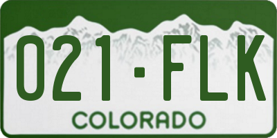 CO license plate 021FLK