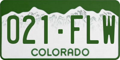 CO license plate 021FLW