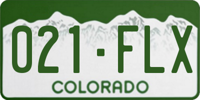 CO license plate 021FLX