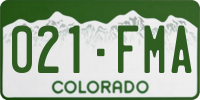 CO license plate 021FMA