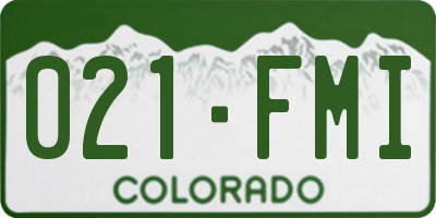 CO license plate 021FMI