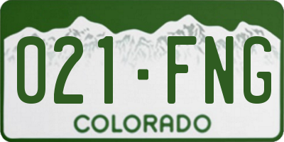 CO license plate 021FNG