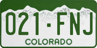 CO license plate 021FNJ