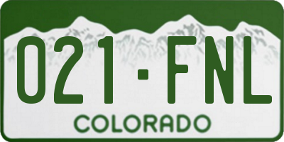 CO license plate 021FNL