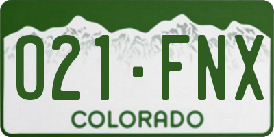 CO license plate 021FNX