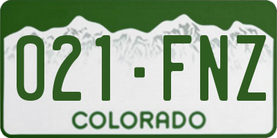 CO license plate 021FNZ