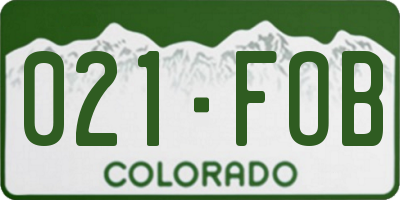 CO license plate 021FOB