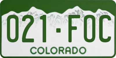 CO license plate 021FOC