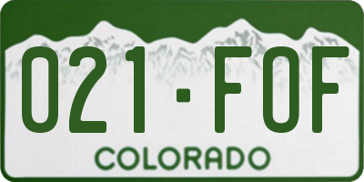 CO license plate 021FOF