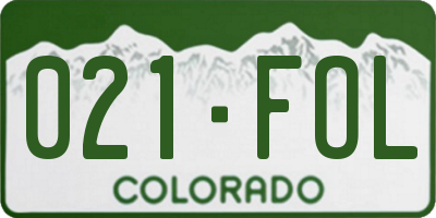CO license plate 021FOL