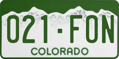 CO license plate 021FON