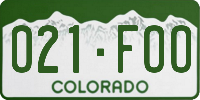 CO license plate 021FOO