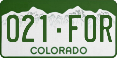 CO license plate 021FOR
