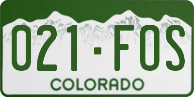 CO license plate 021FOS