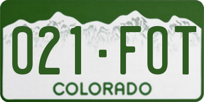 CO license plate 021FOT