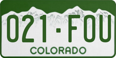 CO license plate 021FOU