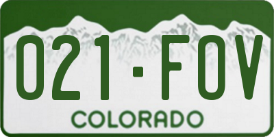 CO license plate 021FOV