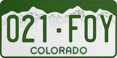 CO license plate 021FOY