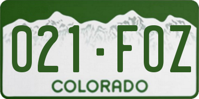 CO license plate 021FOZ