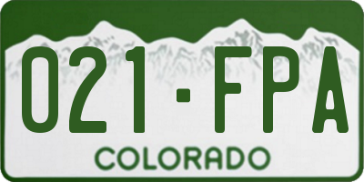CO license plate 021FPA