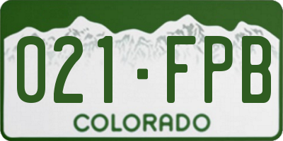 CO license plate 021FPB