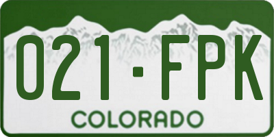 CO license plate 021FPK