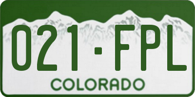CO license plate 021FPL