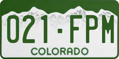 CO license plate 021FPM