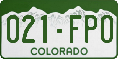 CO license plate 021FPO