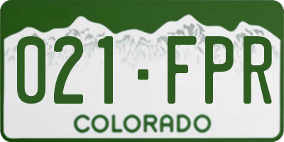 CO license plate 021FPR