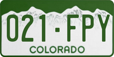 CO license plate 021FPY