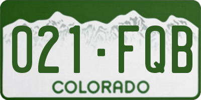 CO license plate 021FQB