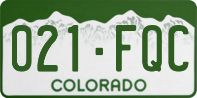 CO license plate 021FQC