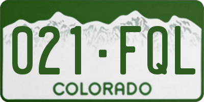 CO license plate 021FQL