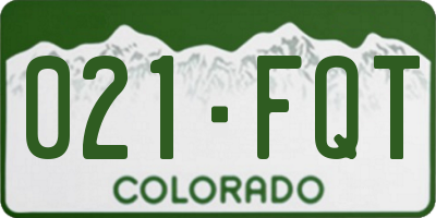 CO license plate 021FQT