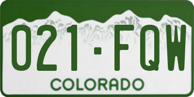 CO license plate 021FQW