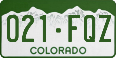 CO license plate 021FQZ