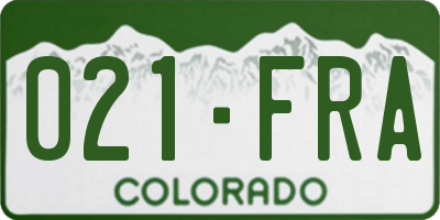 CO license plate 021FRA