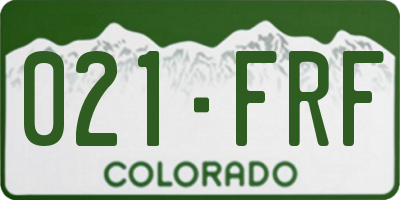 CO license plate 021FRF