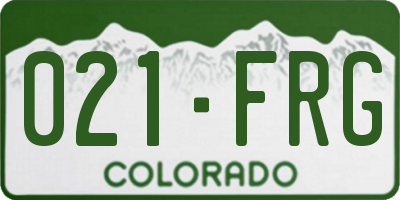 CO license plate 021FRG