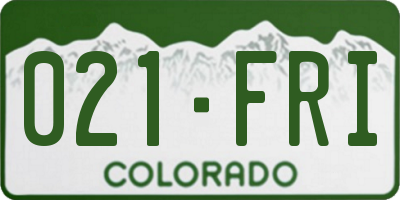 CO license plate 021FRI