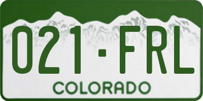 CO license plate 021FRL