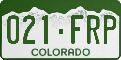 CO license plate 021FRP
