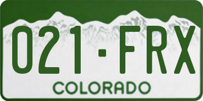 CO license plate 021FRX