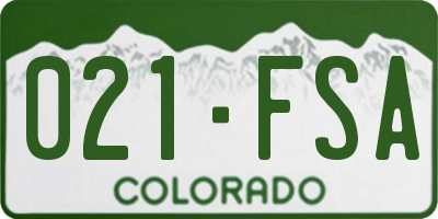CO license plate 021FSA
