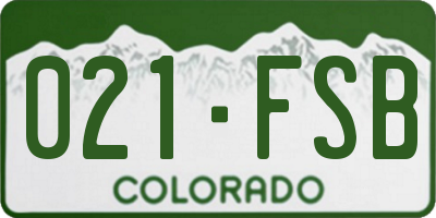 CO license plate 021FSB