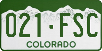 CO license plate 021FSC