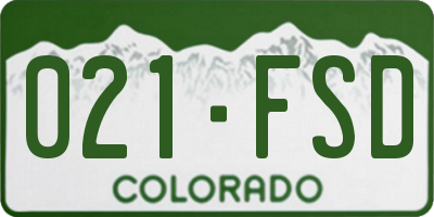 CO license plate 021FSD