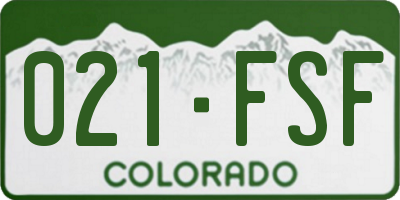 CO license plate 021FSF