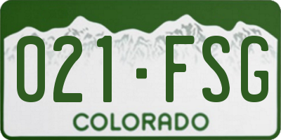 CO license plate 021FSG
